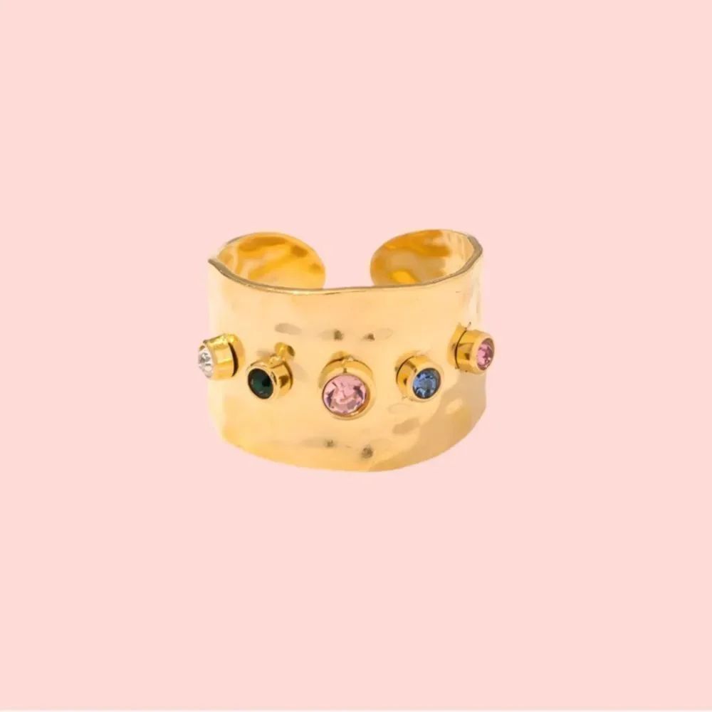 Gold Gemstone wide ring A900